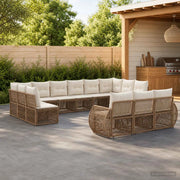 Set Divano da Giardino 13 pz Beige e Bianco Crema polyrattan 3435570