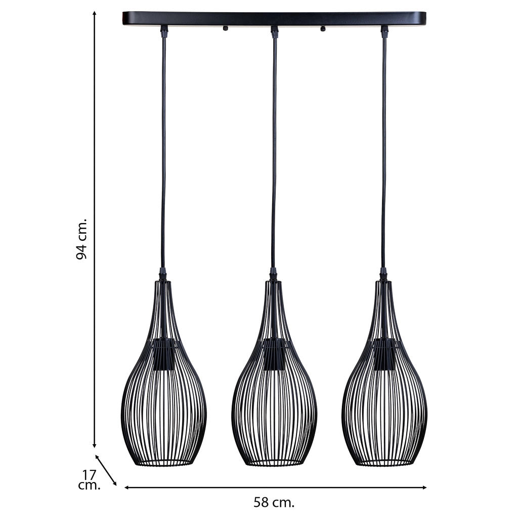 Plafoniera in metallo nero 58x17x94h