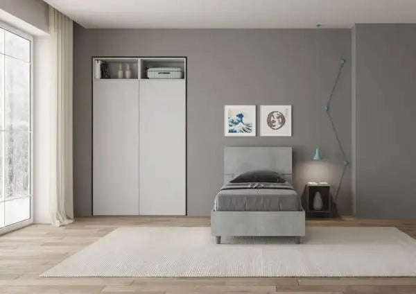 Letto singolo senza rete 80x200 testata inclinata cemento Demas
