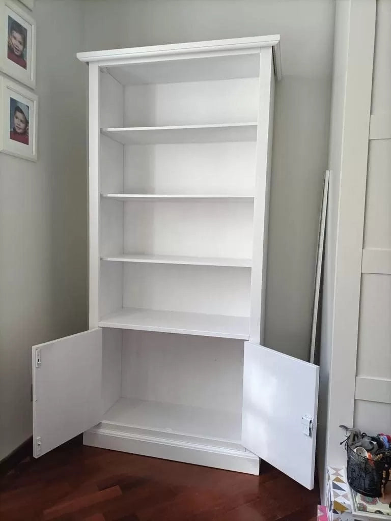 Libreria 2 ante arte povera bianca in legno 90x41x186 (1386) - Mobili 2G