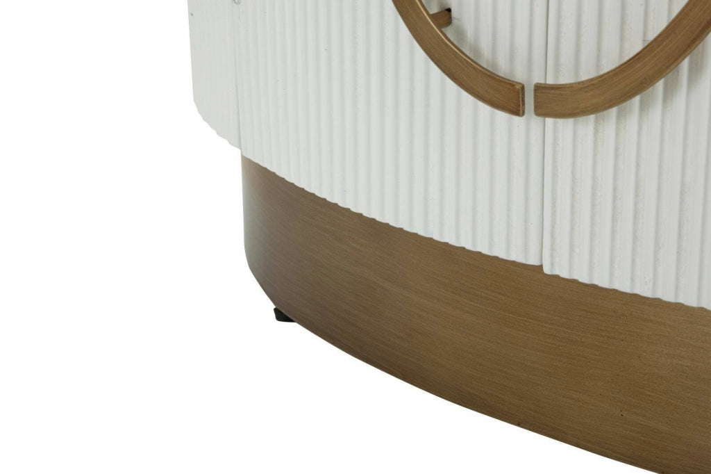 Credenza Kolinsky, Buffet da soggiorno, Madia da salotto, Dispensa da cucina, 79x48 h67 cm, Bianco e Marrone