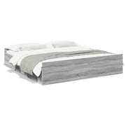 Letto matrimoniale | Letto per adulti | Giroletto Cassetti Grigio Sonoma 200x200 cm Legno Multistrato