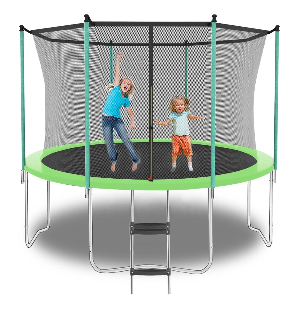 Trampolino verde 243,84 cm con rete di sicurezza e scala