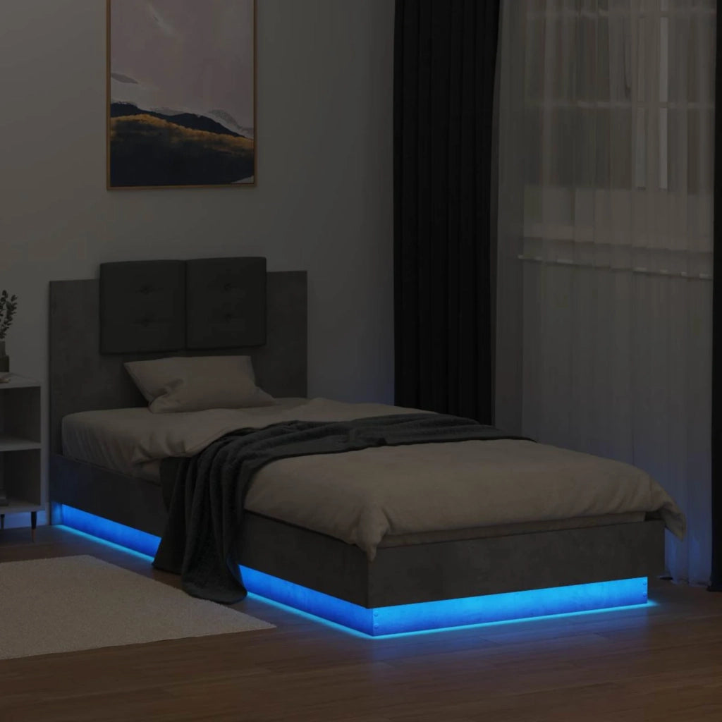 Letto con LED Grigio Cemento 80 x 200 cm Legno ingegnerizzato 3429666