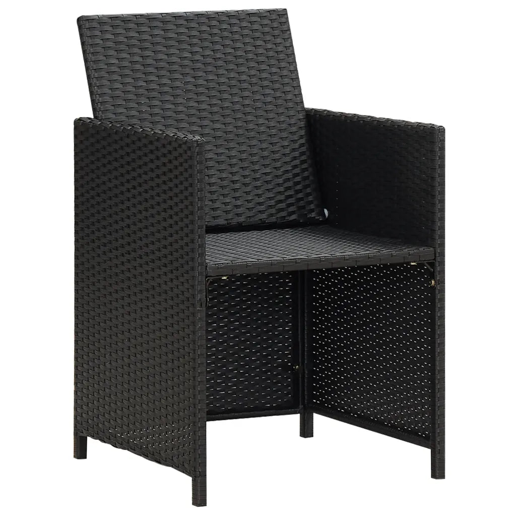 Sedie da Pranzo da Giardino con Cuscini 4 pz Nere in Polyrattan 316802