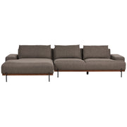 Divano in tessuto ad angolo retto Marrone Tessuto Gambe in metallo 3 posti Stile minimalista