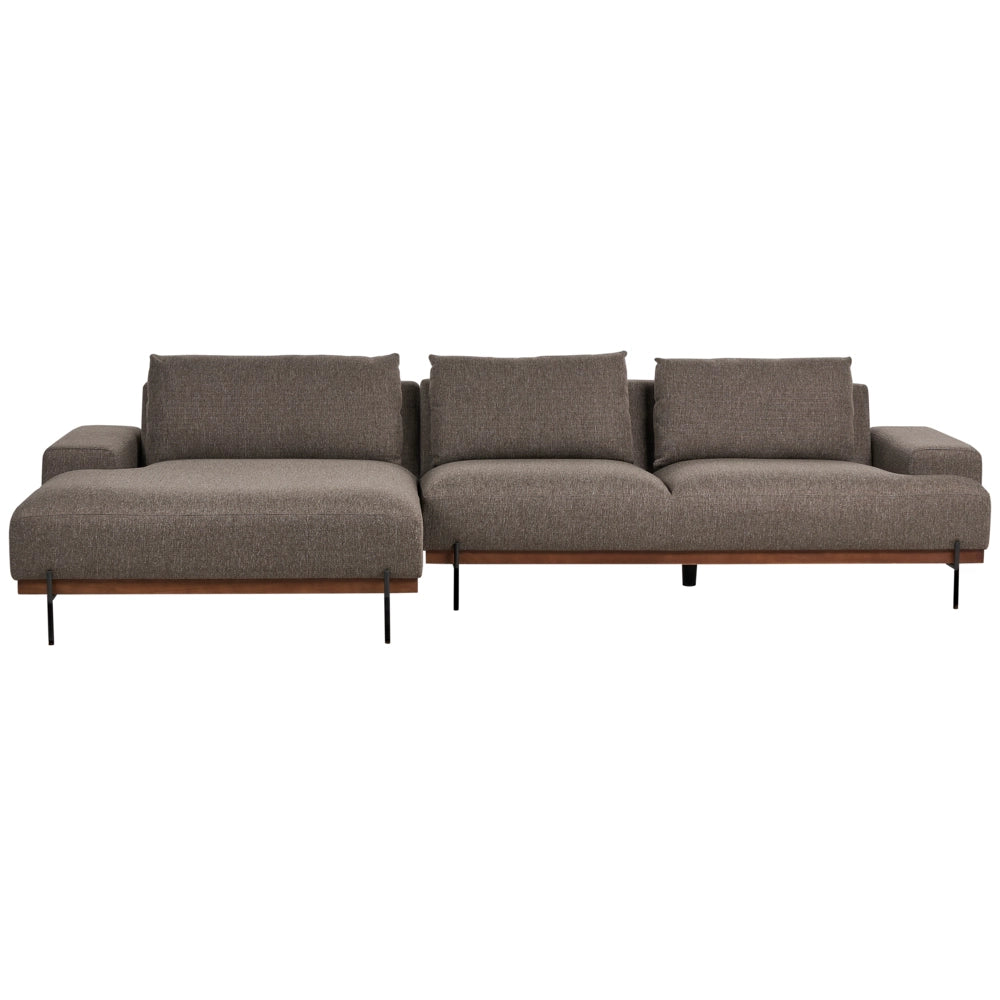 Divano in tessuto ad angolo retto Marrone Tessuto Gambe in metallo 3 posti Stile minimalista