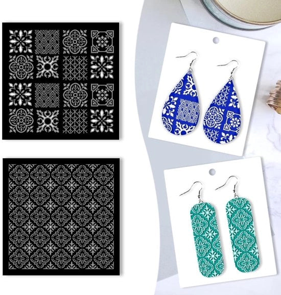 Set di Stampi in Polimero per Cera - 2 pezzi - Tessuti di Cera con Disegno di Fiori - 10x10 cm - Dettagli Professionali - Materiale di Qualità - Mat Cera