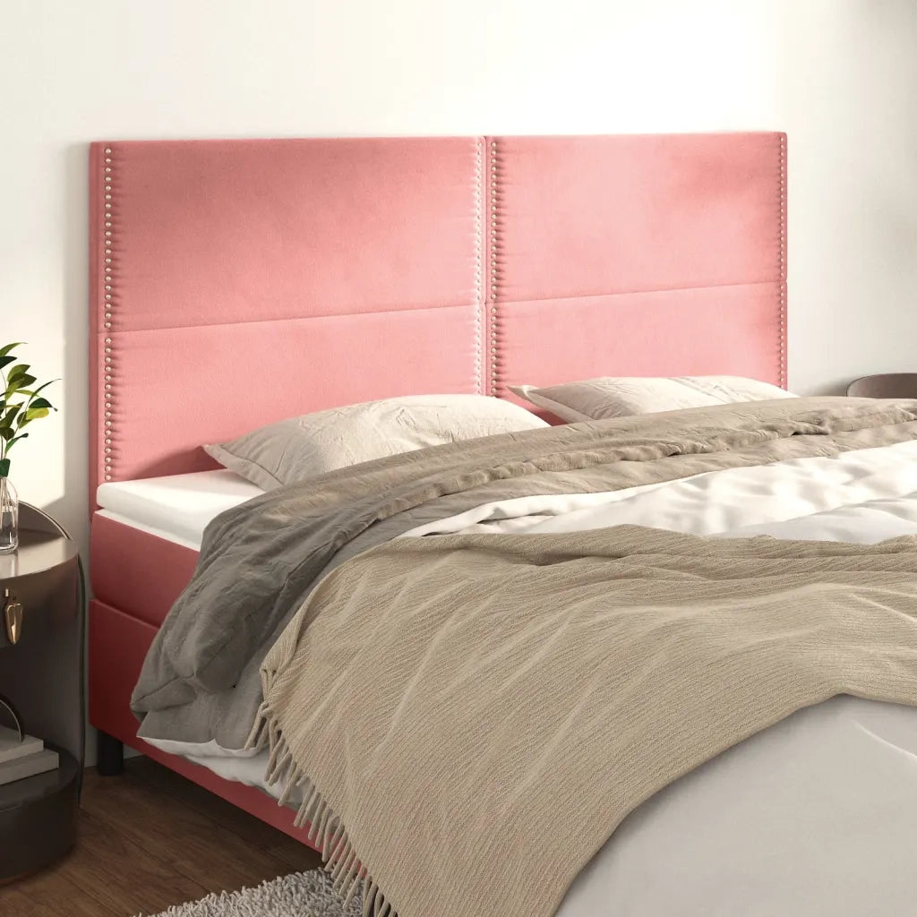 Testiera 4 pz Rosa 80x5x78/88 cm in Velluto