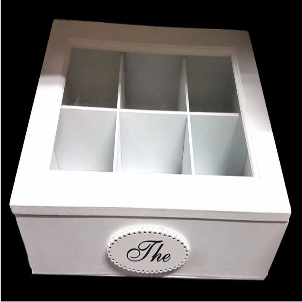 Trade Shop - Porta Oggetti Mini Vetrinetta 6 Scomparti The Legno Shabby Chic Arredamento -