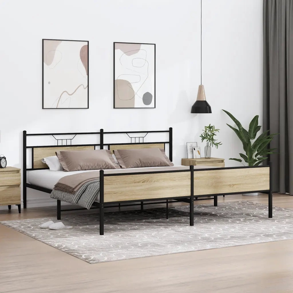 Giroletto senza Materaso in Metallo Rovere Sonoma 193x203 cm