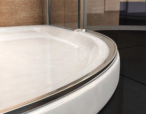 Box Doccia Cristallo 8 mm Trasparente Semicircolare Unico Battente Esterno - Misura: 80 x 80 x h195 (raggio 55cm) 