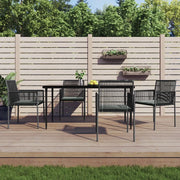 Set Pranzo Giardino 5 pz con Cuscini Polyrattan e Acciaio Nero 3187069