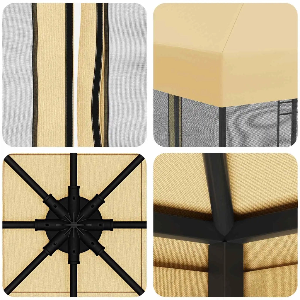 Gazebo da giardino con pareti laterali 3 x 3 m Crema