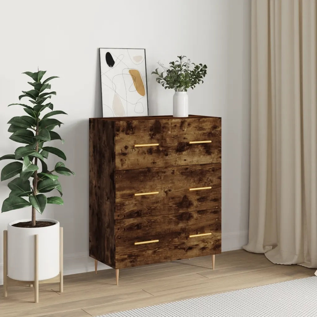 Credenza Rovere Fumo 69,5x34x90 cm in Legno Multistrato 827841