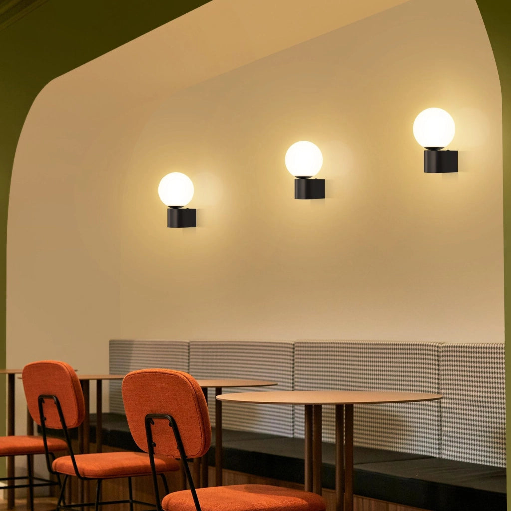 ZMH Lampada da parete per interni lampada da corridoio lampada da parete G9 in bianco e nero sfera di vetro