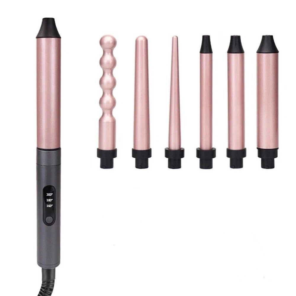 Trade Shop - Set Arricciacapelli 7in1 Ferro Professionale Intercambiabile Strumento Per Styling Capelli -