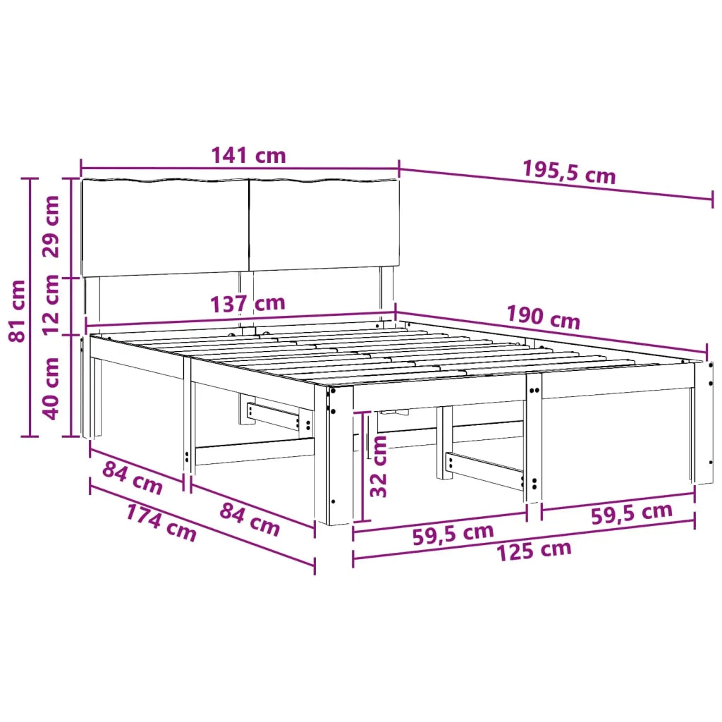 Letto matrimoniale con testiera ROSTOCK Naturale 137 x 190 cm 903530