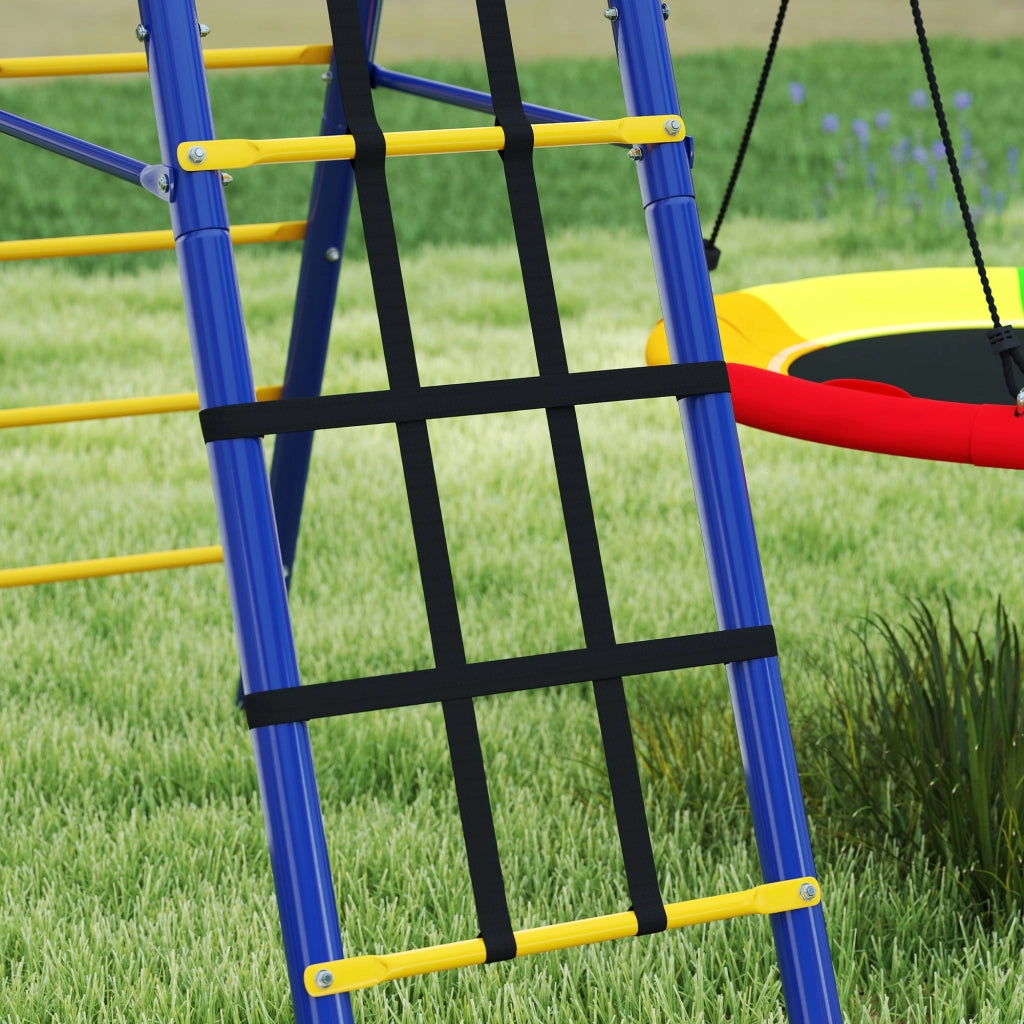 Playground 6 in 1 350x183x200 cm con Altalene Canestro Arrampicata per Bambini 3-8 Anni