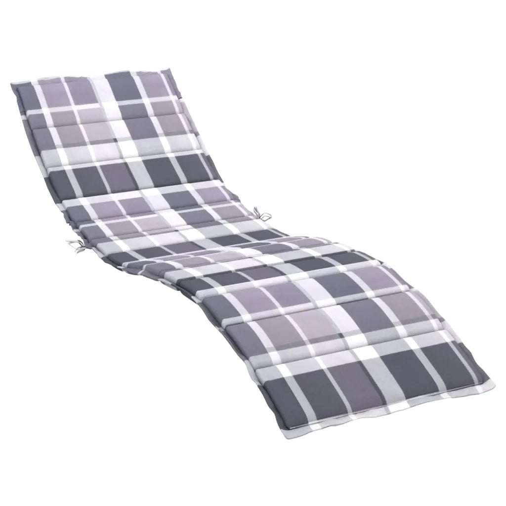 Cuscino per Lettino a Quadri Grigi 200x50x3cm Tessuto Oxford 314202