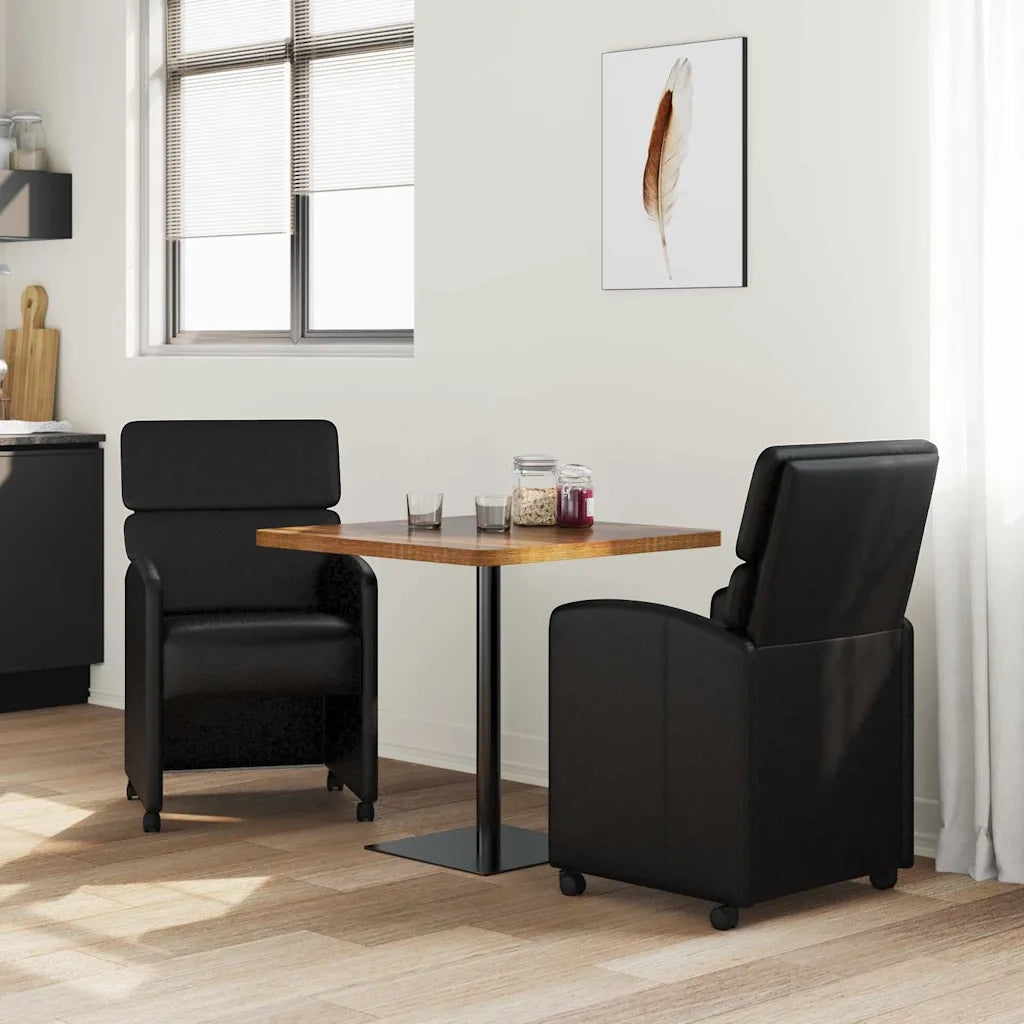 Sedie da Pranzo con Ruote con ruote 2 pcs Nero 58 x 65 x 98 cm 42017890