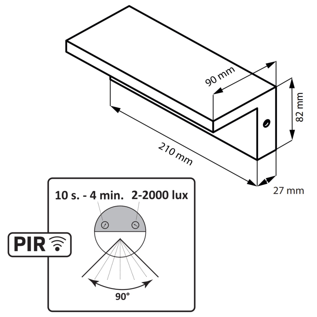 Applique esterna LED PIR nera 4000K 10W Polux TESA Q
