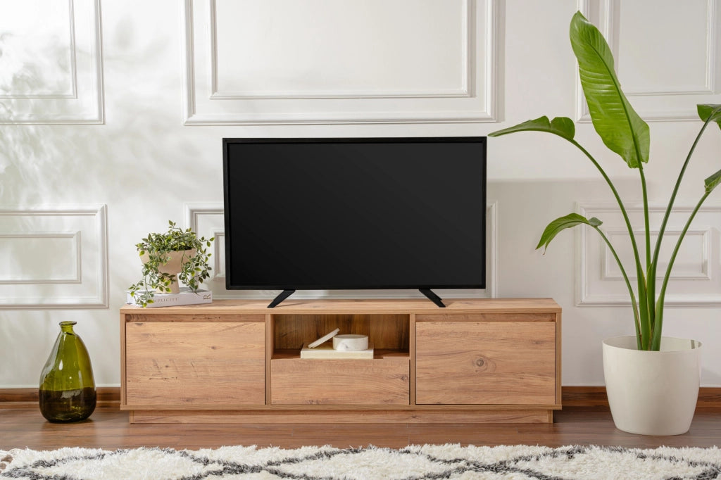 Mobile porta TV in legno Vanguard - 160 x 29 x 42 cm - Pino atlantico