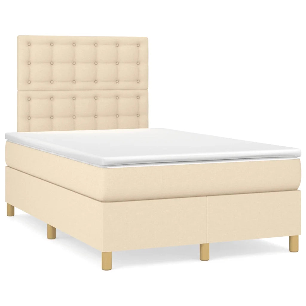 Letto a Molle con Materasso e LED Crema 120x190 cm in Tessuto 3270279