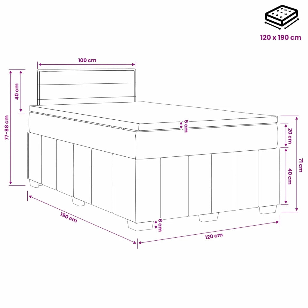 Letto box spring con materasso Blu 120 x 190 cm Tessuto 3451163