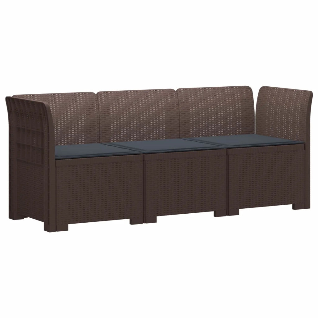 Divano da esterno-Divano da Giardino 3 posti con cuscini in look rattan PP 507468