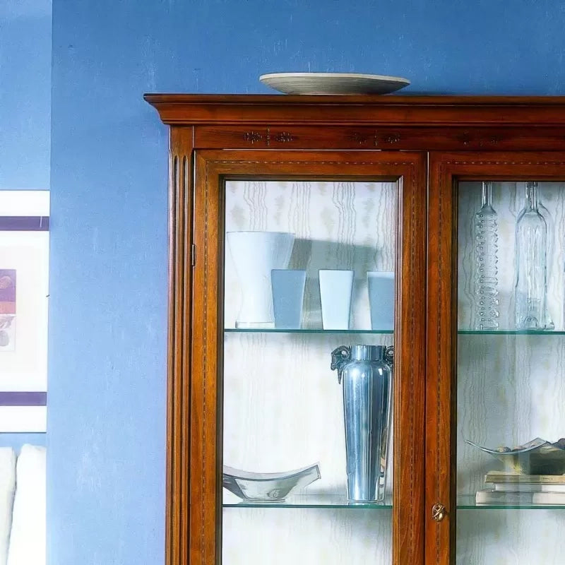 Vetrina classica in legno 2 porte finitura bassano l.108 p.43 h.190 - Mobili 2G