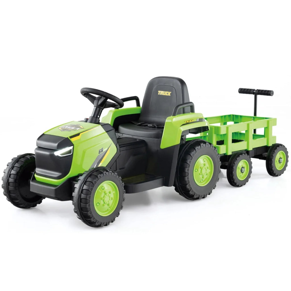 Trattore elettrico per bambini con rimorchio staccabile 144 x 52 x 53 cm telecomando avventura emozionante PP verde 20_0018128