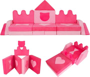 Divano da Gioco per Bambini 14 Pezzi, Divanetto Morbido con Coperture Rimovibili, Blocchi Modulari in Schiuma per Arrampicata, Poltrona per Camera da Letto e Stanza Giochi per Bambini 3+ Anni