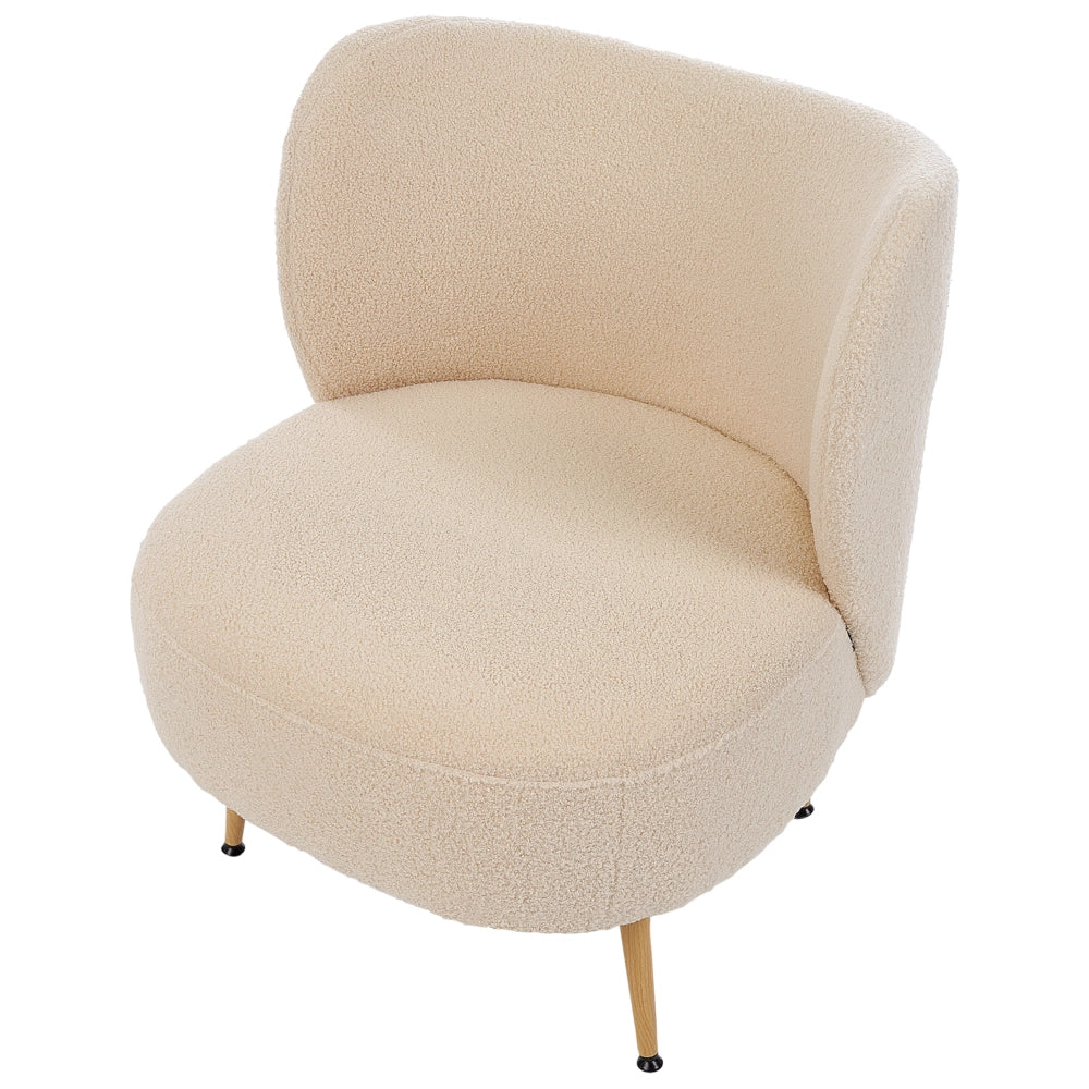 Poltrona da salotto con schienale curvo  boucle beige stile glam elegante soggiorno