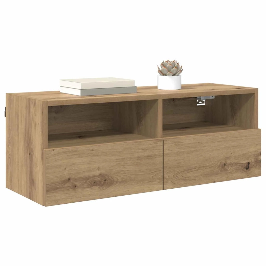 Mobile TV da parete Rovere artigianale 80 x 30 x 30 cm