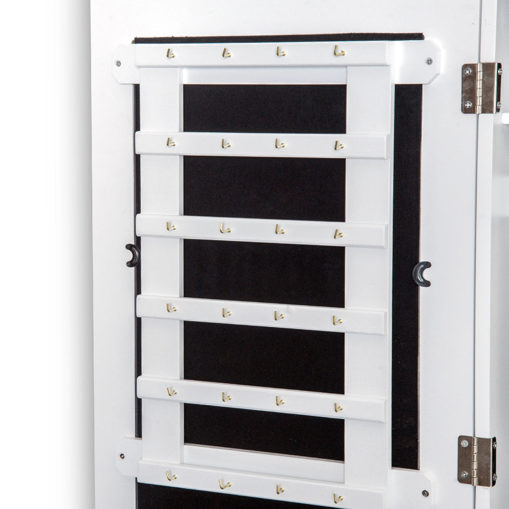Specchio Portagioie Armadietto da Parete con Ganci e Scomparti ¨C zephmum ¨C Legno, Bianco, 37x9.5x112 cm
