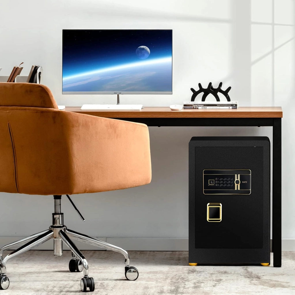 COSTWAY Cassetta di Sicurezza, Cassaforte di Sicurezza con Tastiera Digitale e Serratura a Chiave, in Acciaio con Ripiano Rimovibile, 35,5x38x59 cm