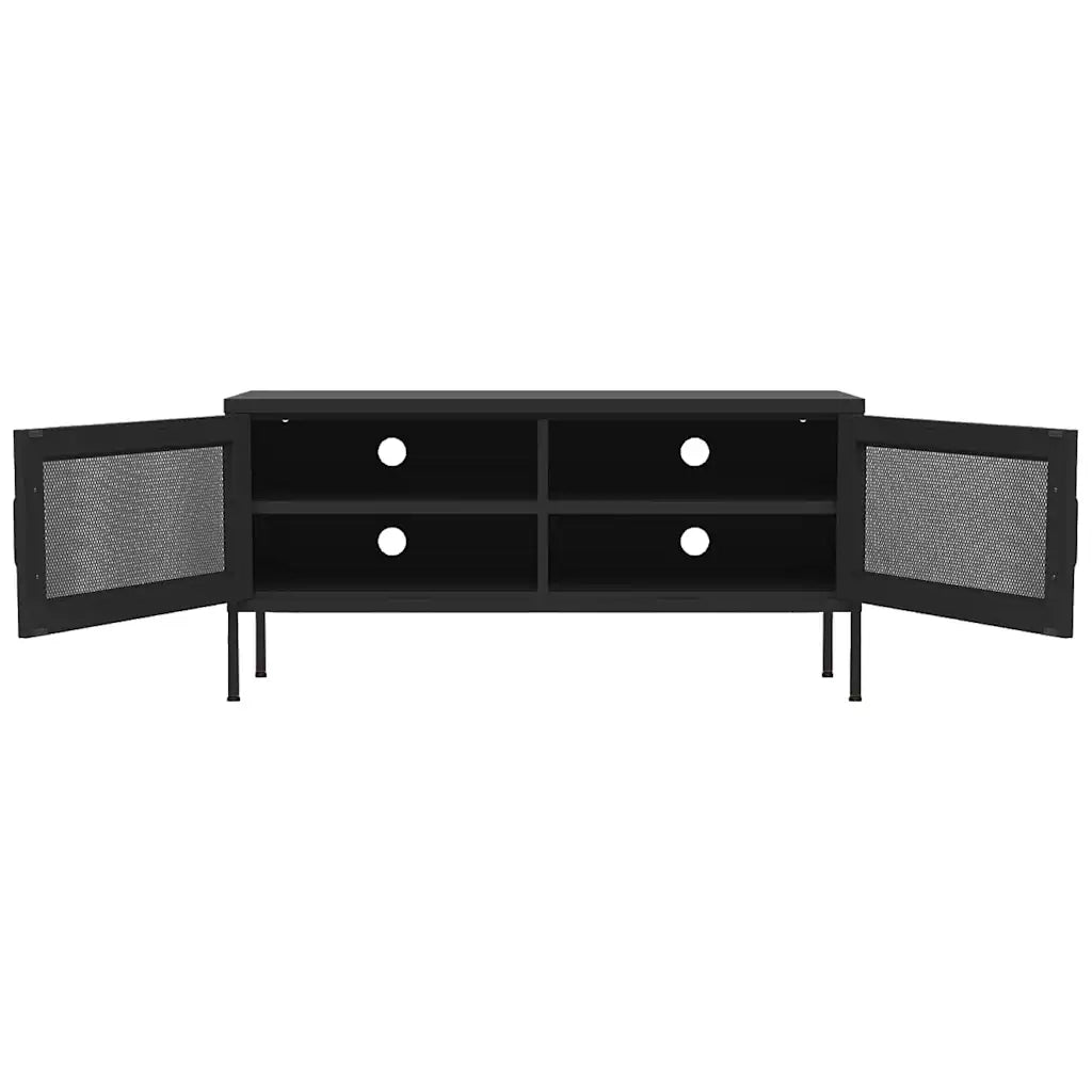 Mobile TV-Credenza per TV Nero 105x35x50 cm in Acciaio