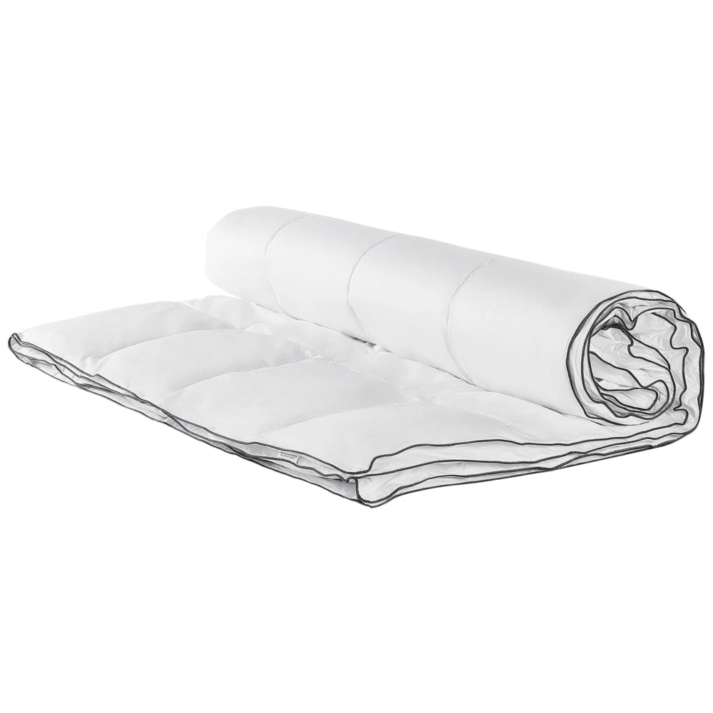 Copripiumino in cotone Japara bianco Imbottitura microfibra Taglia unica 155 x 220 cm Trapuntato per tutte le stagioni Lavabile in lavatrice