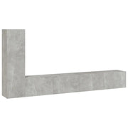 Set di Mobili Porta TV 3 pz-Credenza TV-Console TV Grigio Cemento in Legno Multistrato 530317