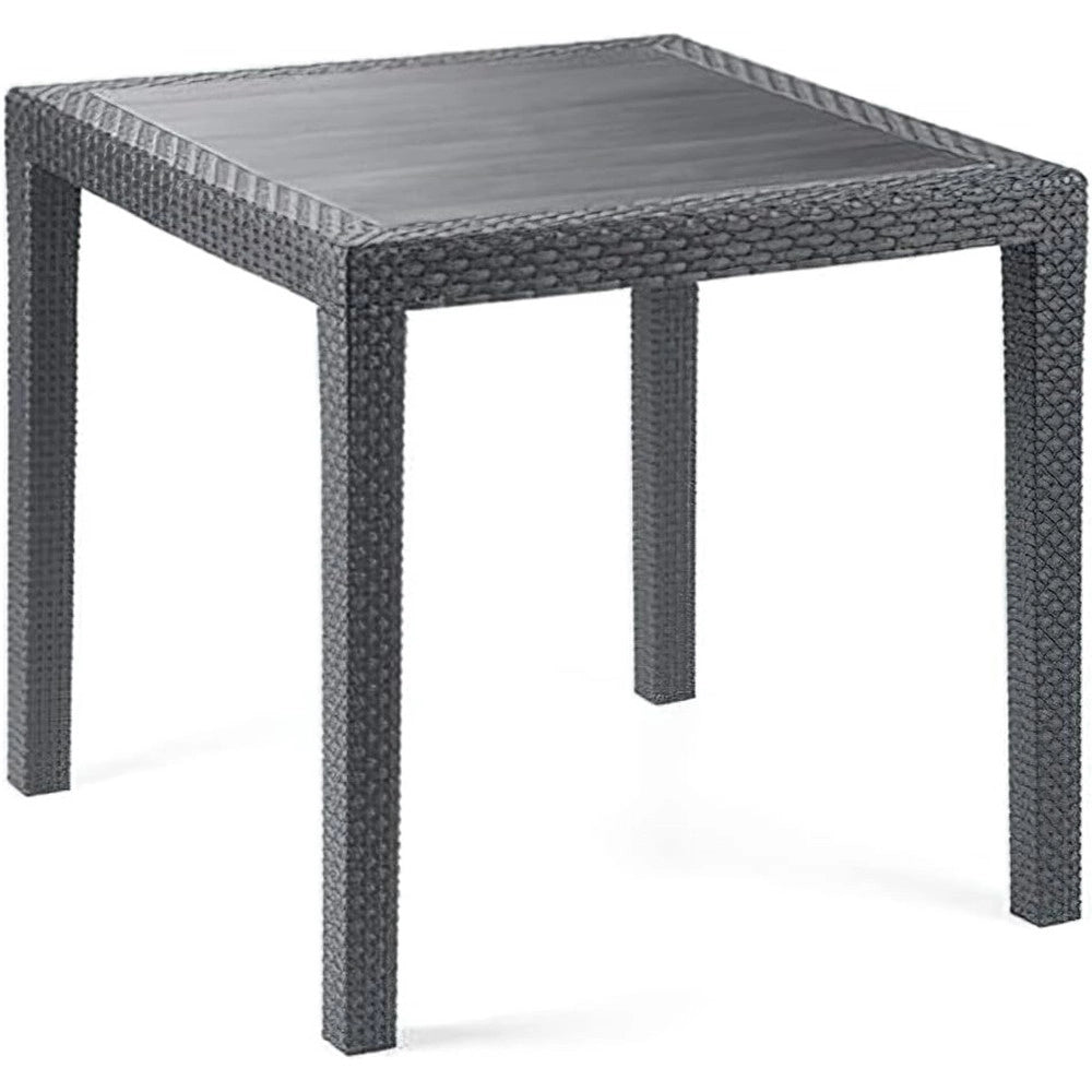 Trade Shop - Tavolo Tavolino Quadrato Effetto Finto Rattan Vimini Antracite 79x79x72cm Bar Casa 052024 -