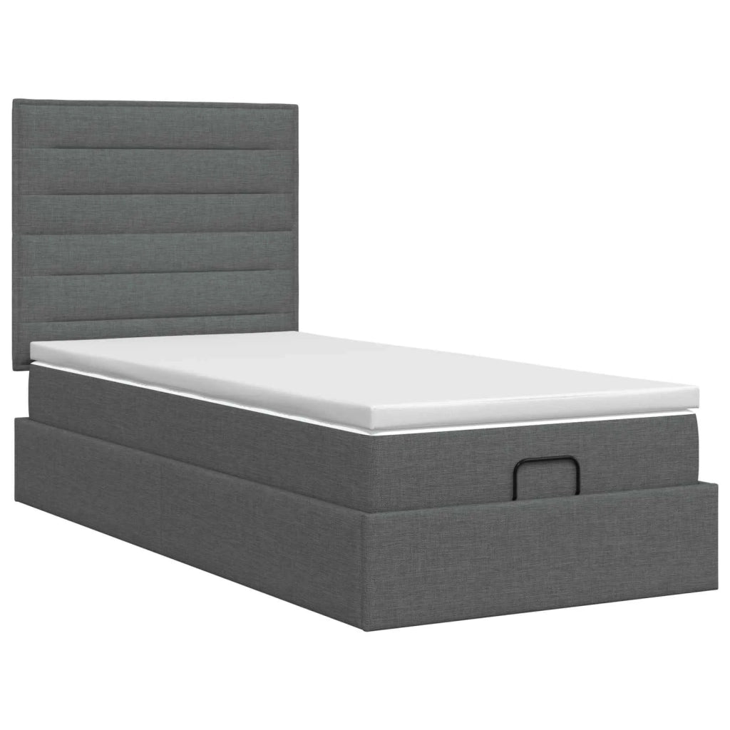Letto ottomano con materasso Grigio Scuro 100 x 200 cm Tessuto 3457384