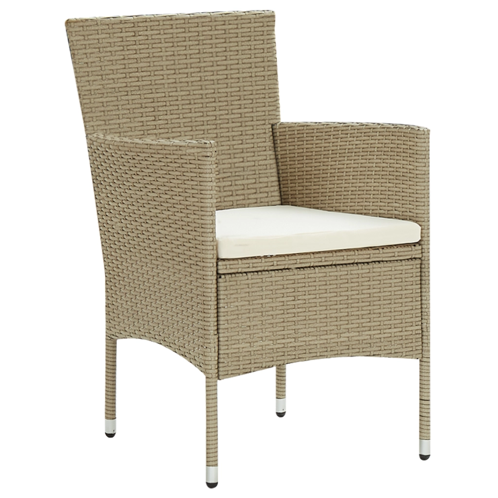 Set da Pranzo da Giardino 5 Pezzi Beigem Polyrattan