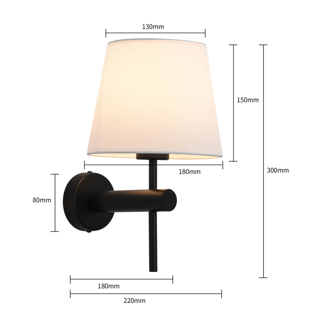 Applique Tivoli nera paralume bianco E27 40W LightPrestige