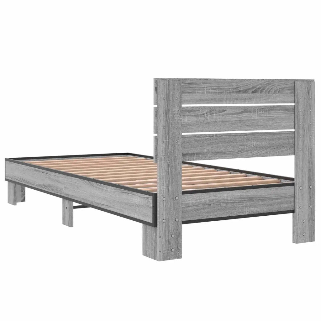 Struttura letto con testata Sonoma grigio 80 x 200 cm