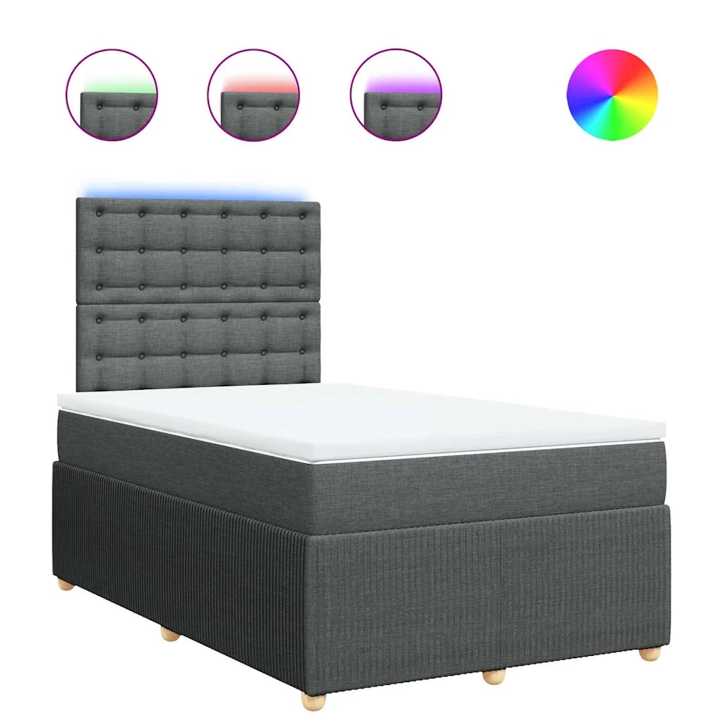 vidaXL Giroletto a Molle con Materasso Grigio Scuro 120x200 cm Tessuto