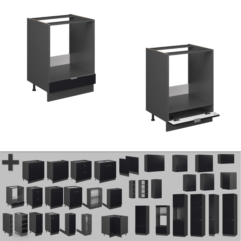 Mobile per forno da incasso Fame-Line Nero rigato/Antracite 60 cm senza piano di lavoro Vicco