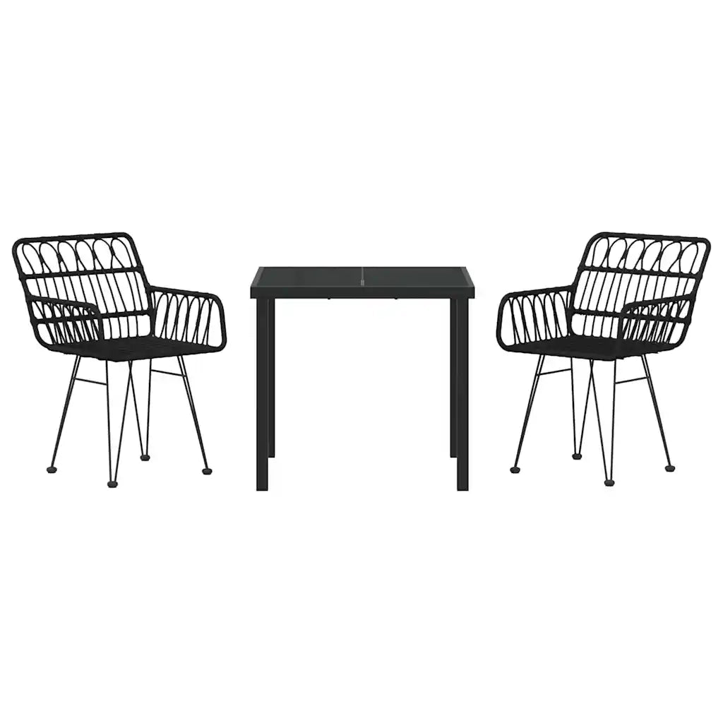 Set da Pranzo per Giardino 3 pcs Nero