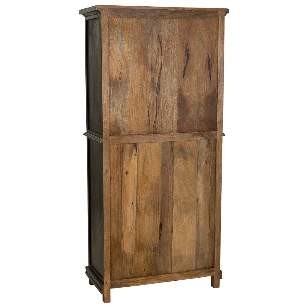 Vetrina in legno e vetro rifinita artigianalmente con 4 ante e 2 cassetti nera 85x40x180