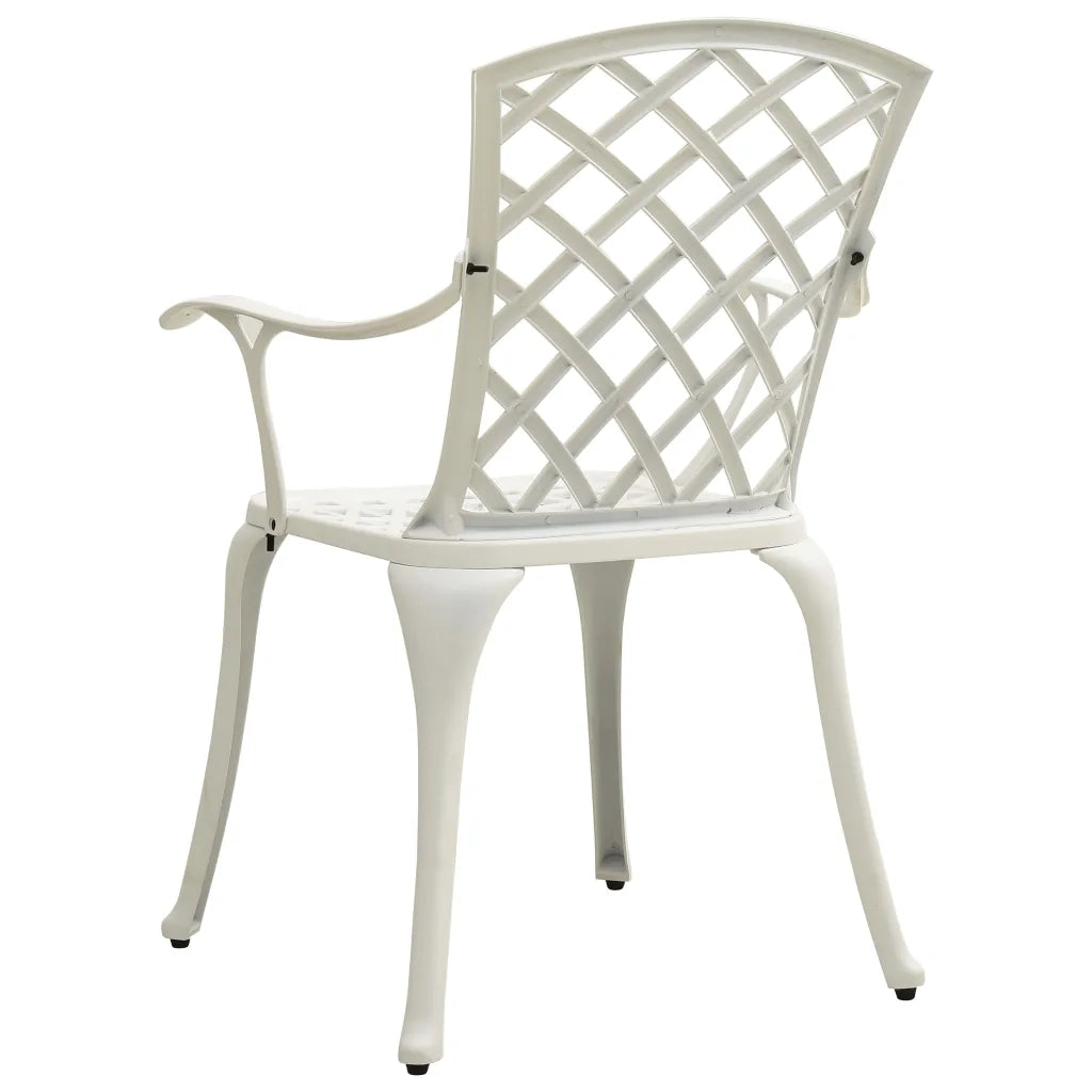 Sedie da Giardino 2 pz | Sedie da Esterno in Alluminio Pressofuso Bianco